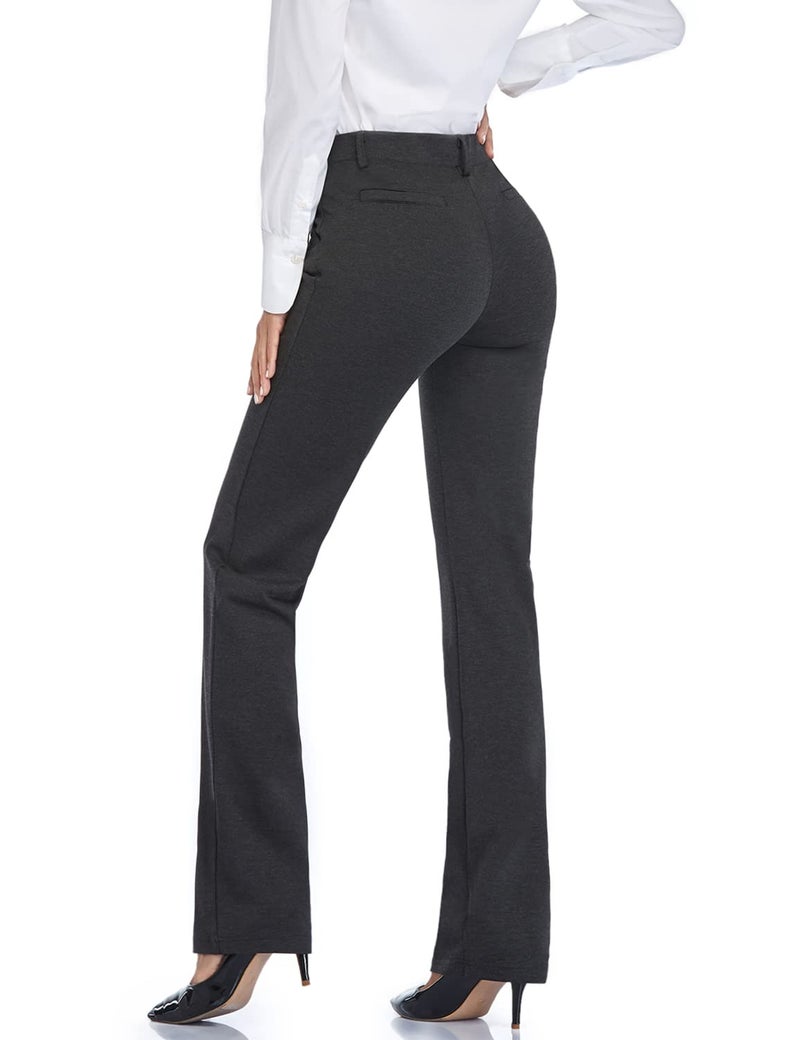 Tapata Women's 26''/28''/30''/32''/34'' Stretchy Straight Dress Pants with Pockets Tall, Petite, Regular for Office Work Business 32", Charcoal, XL - Image 2